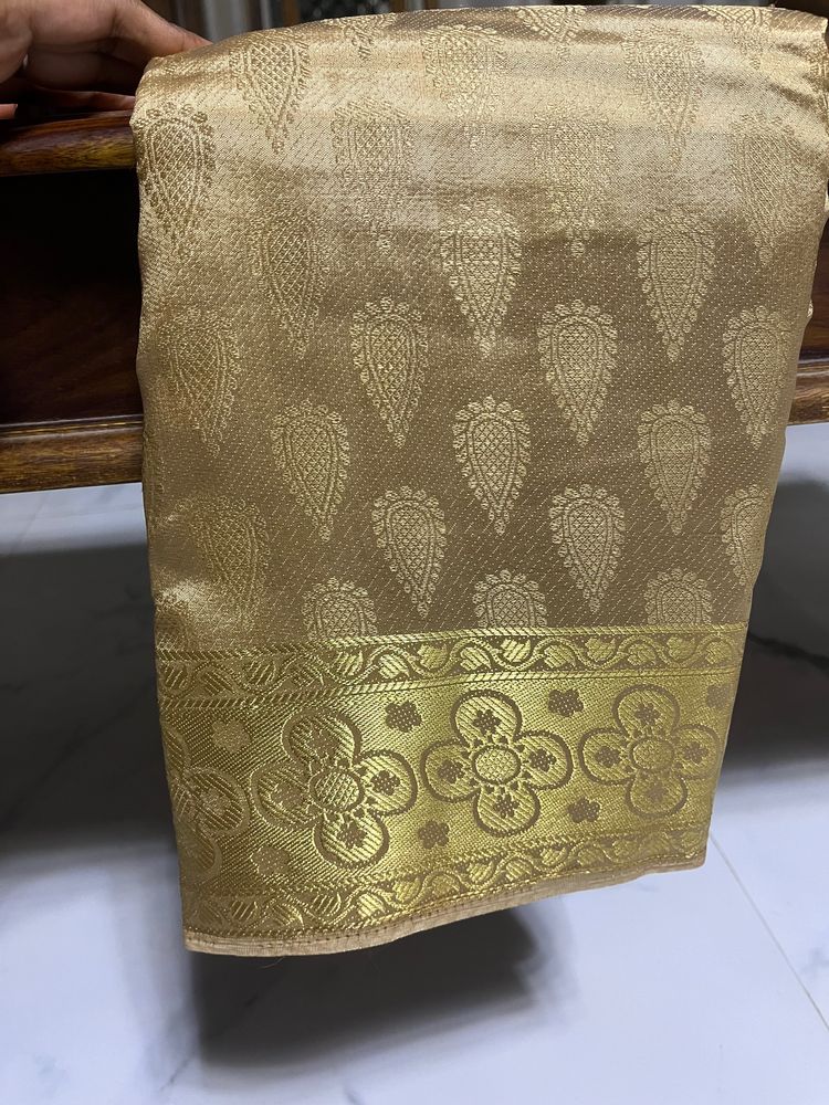 Golden Tussar Silk Saree at Offer Price