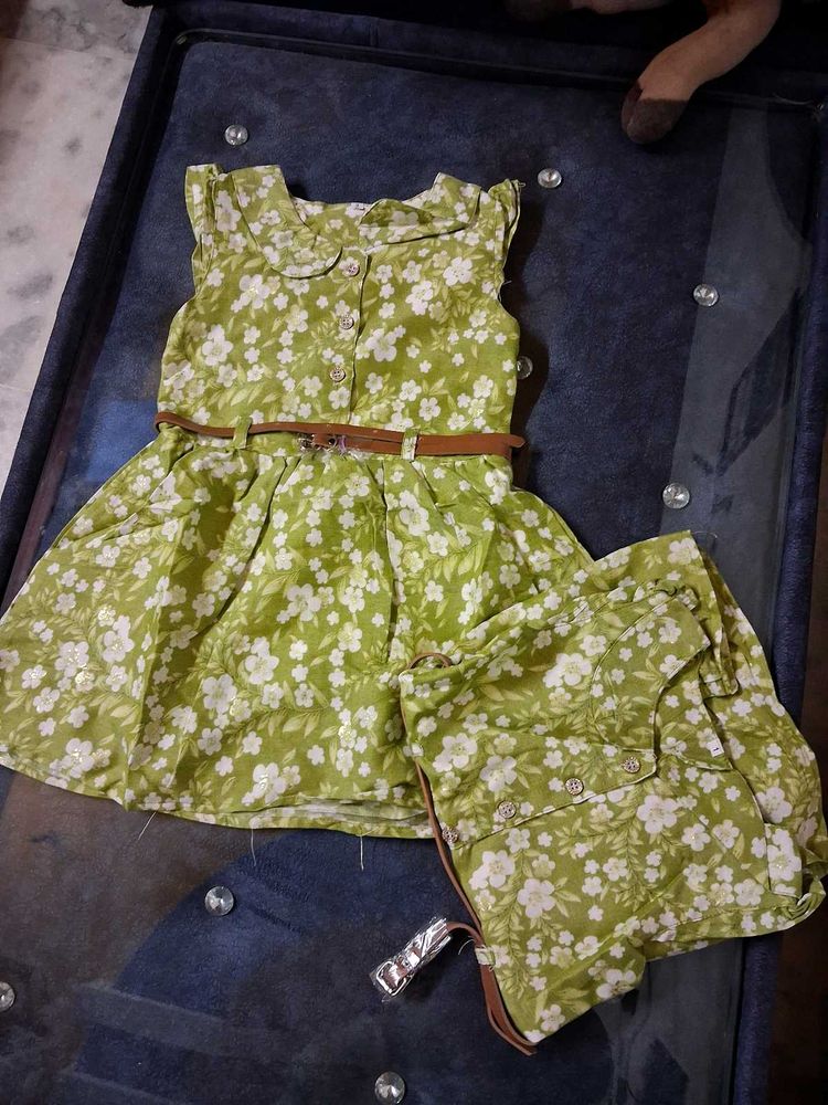 Beautiful Olive Green Frock 1 To 2 Years