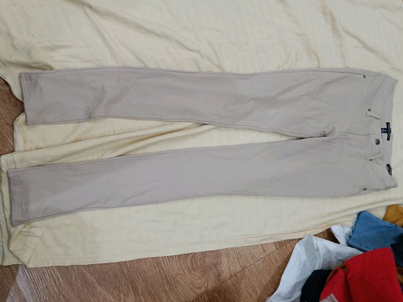 Slim Fit Ladies Beige Colour Pant