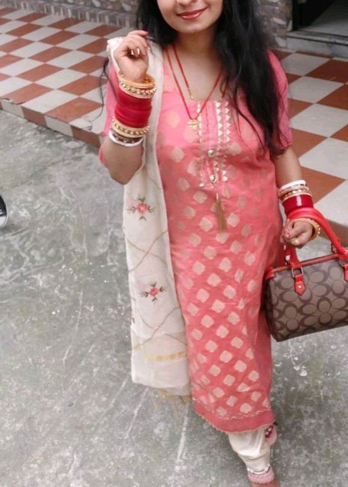 Pink Suit Set With Dupatta