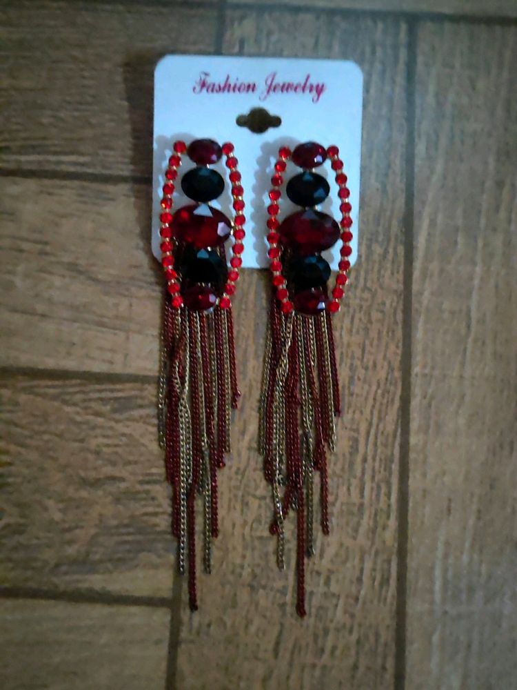 Black Red Earrings