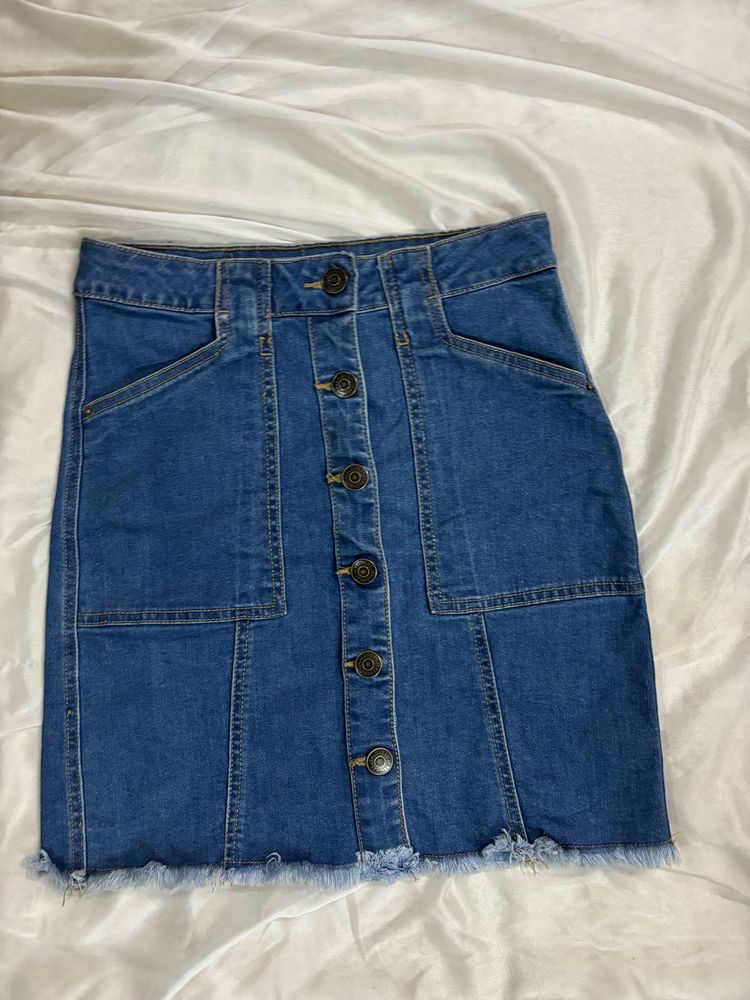 Brand New Jealous 21 Denim Buttoned Skirt