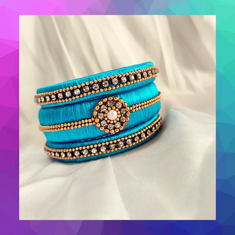 Silk Thread Bangle Set with free storage box