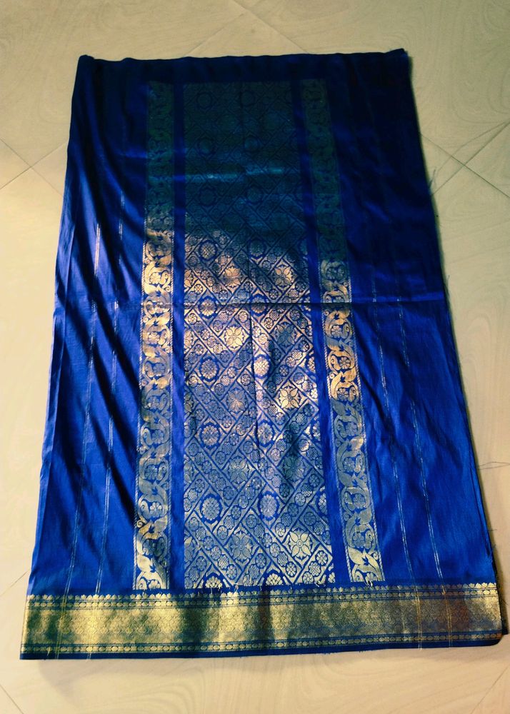 Blue Colour Pure Silver Kanchi Pattu Saree