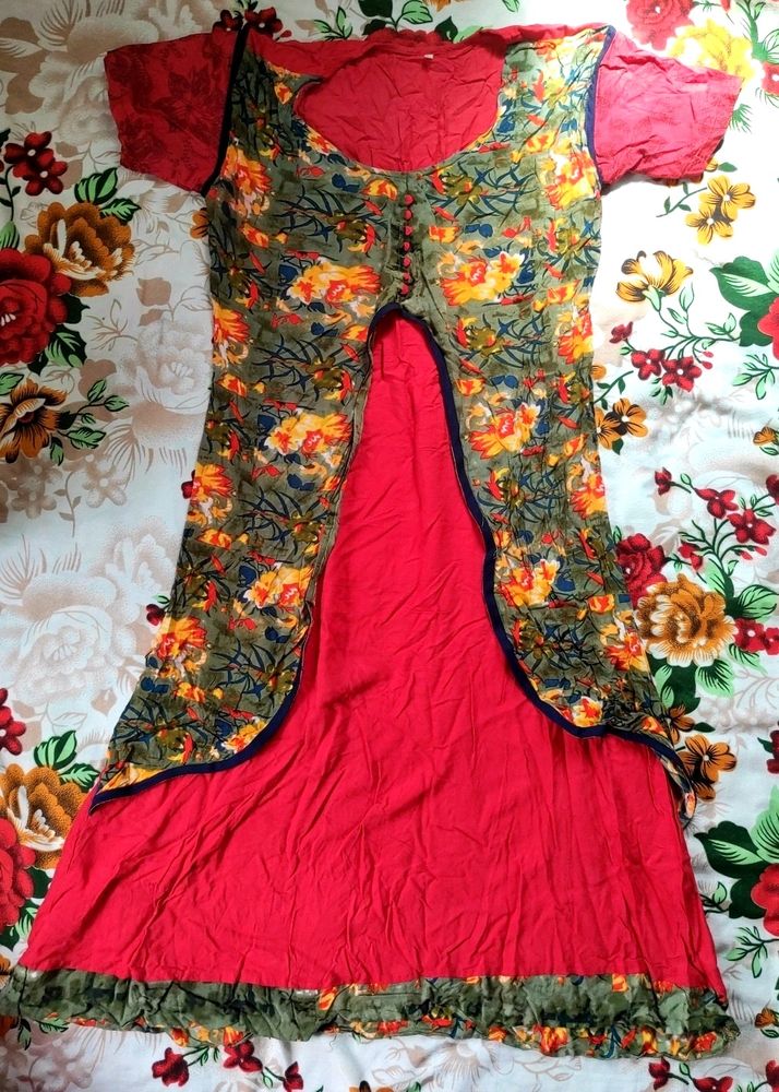 Red Lenin Kurta | Size 34 (XL)