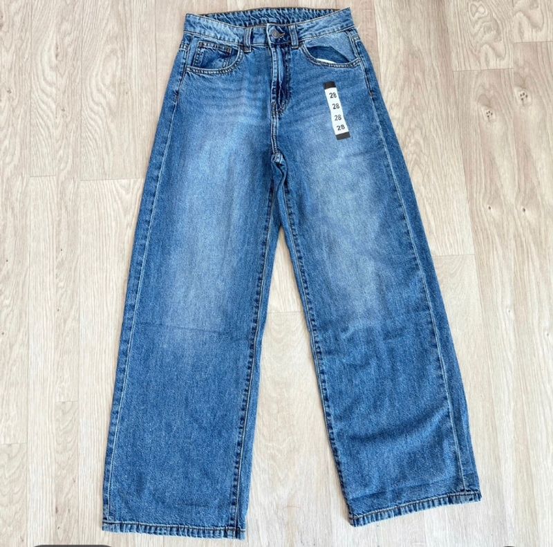 Branded Blue Wide Leg High Waist Denim