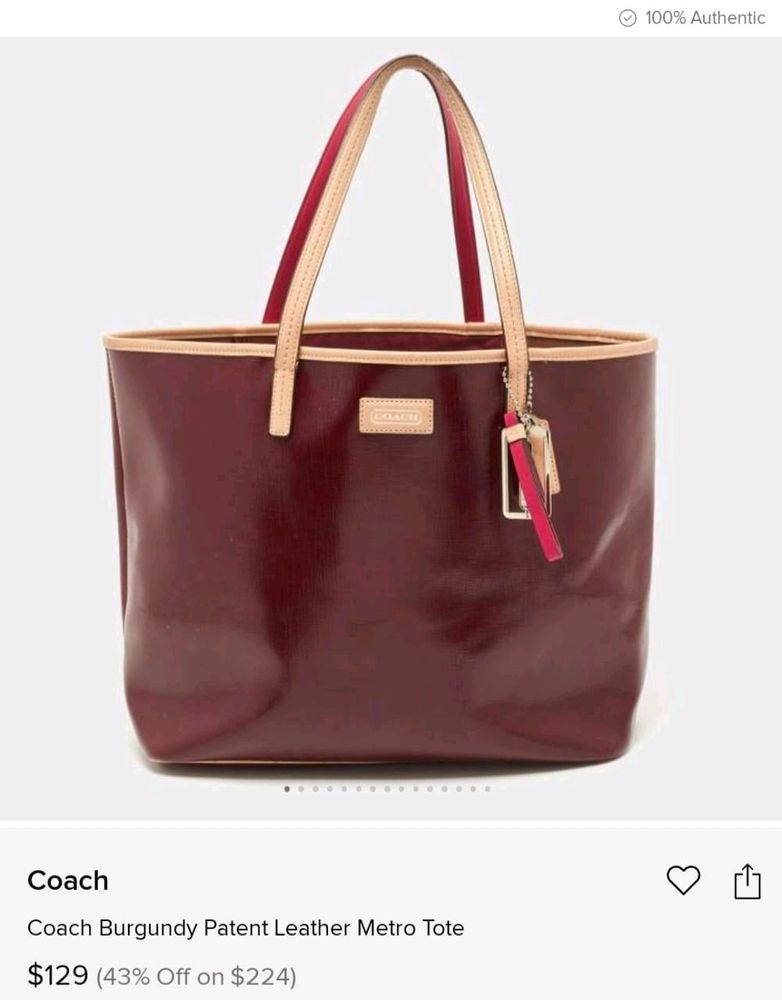 Coach Patent Leather Metro Tote