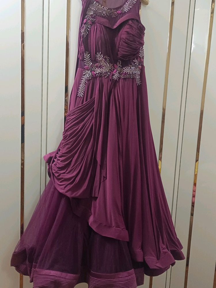 Long Gown With Silver Work