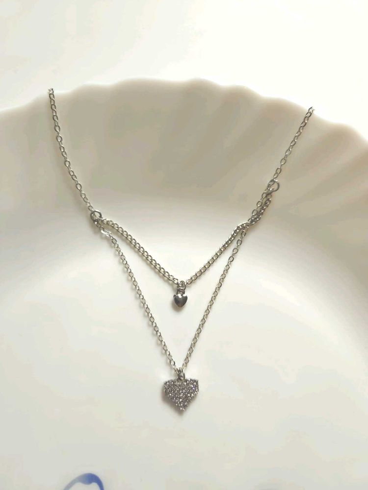 Korean Studded Heart Pendant Chain necklace