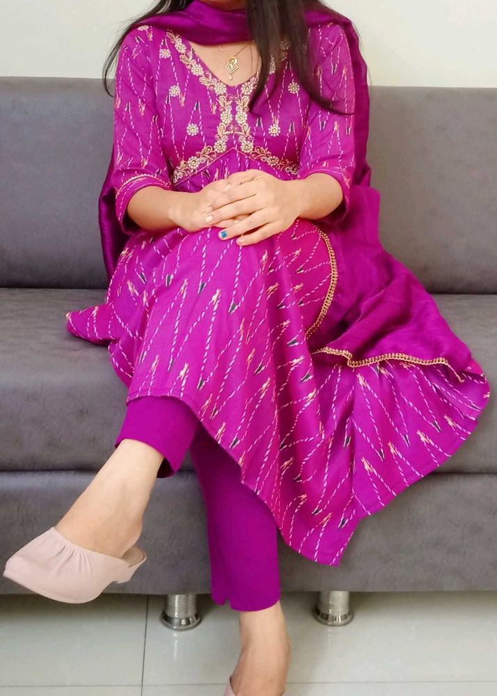 Purple Alia Cut Kurti