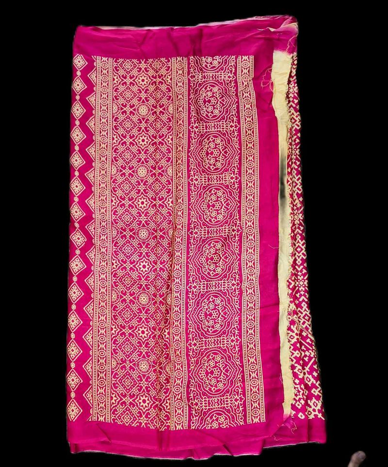 Khadi Silk Ajarakh Printed Saree