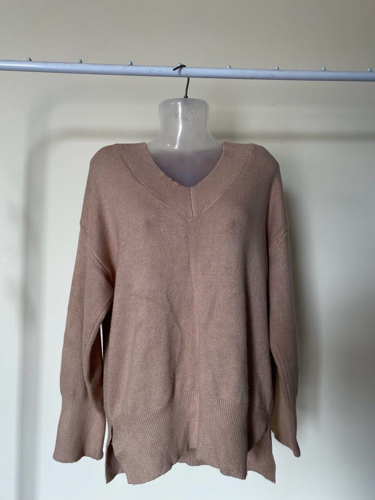 Nude V Neck Sweater