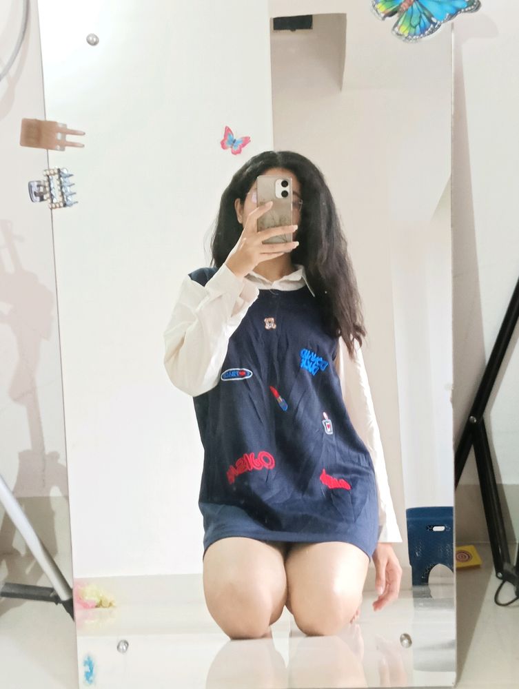 Korean Navy Blue Dress (Women's)