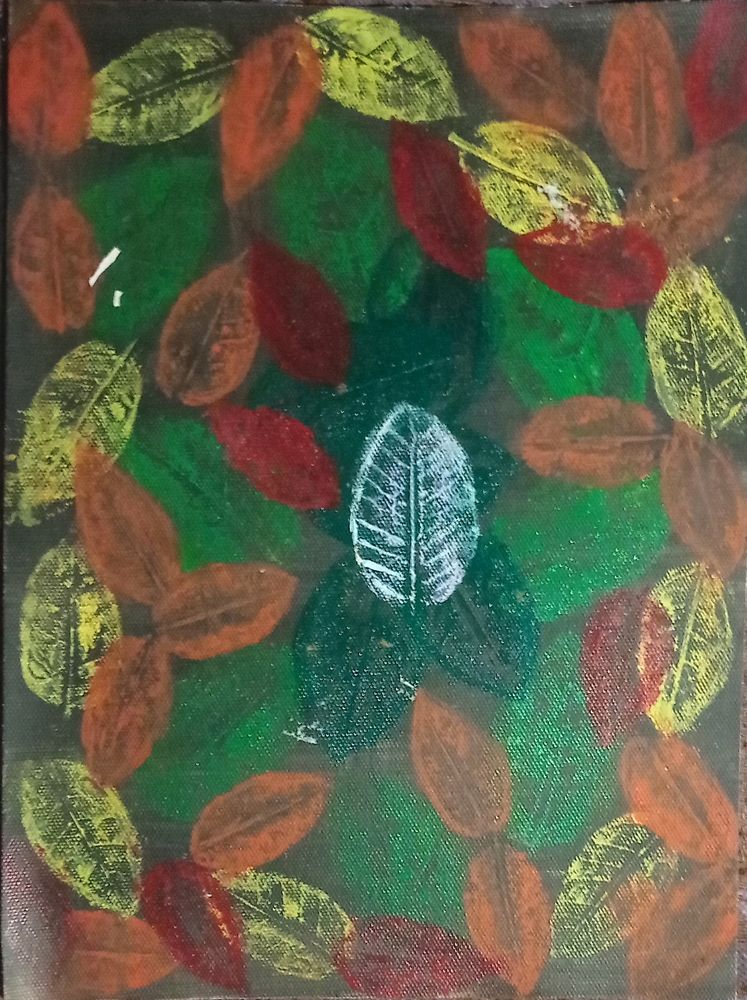 Foldable Canvas Sheet Abstract Painting Of Leaves