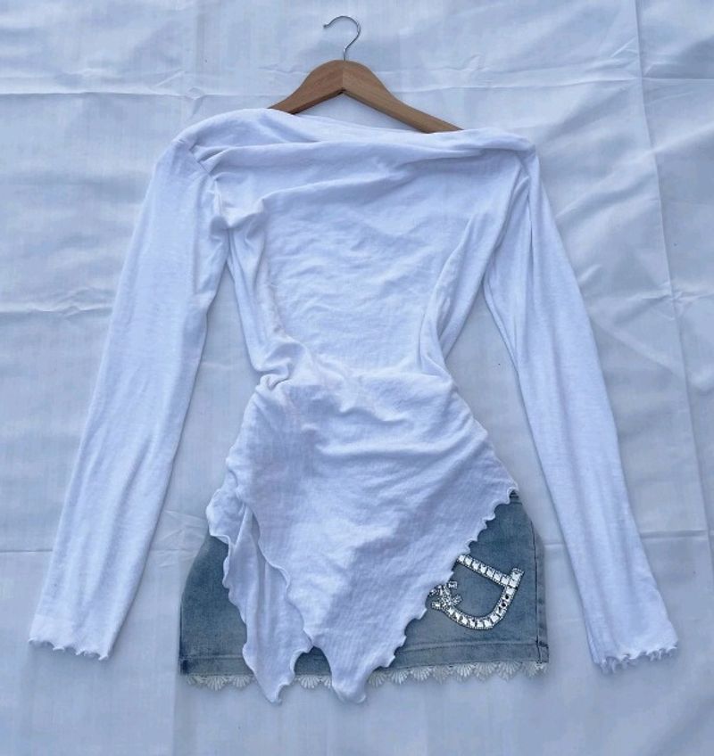 Asymmetrical Hem Top White