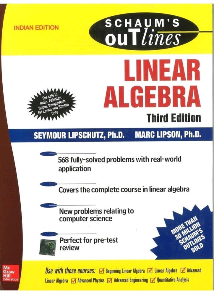 SCHAUM'S outlines LINEAR ALGEBRA Third Edition MARC LIPSON, SEYMOUR LIPSCHUTZ