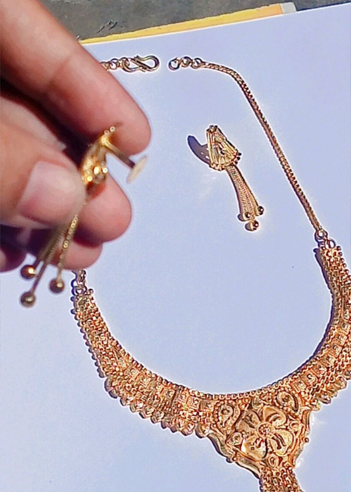 Artificial Golden Jewellery With Earrings