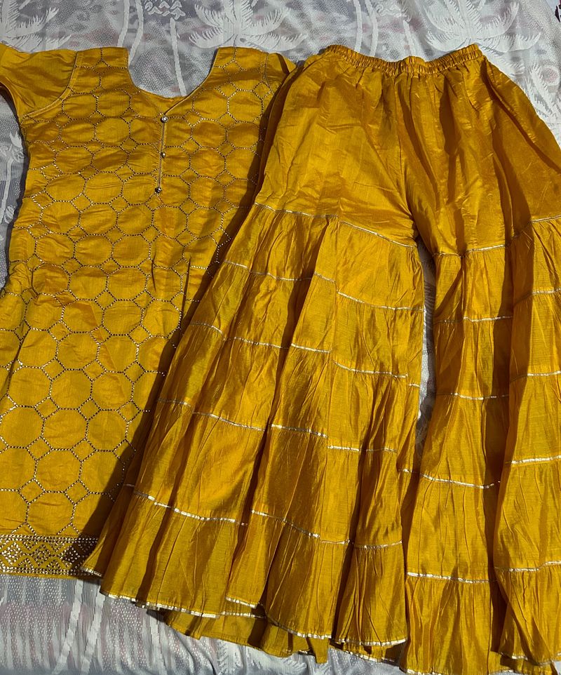 Yellow Sharara For Haldi