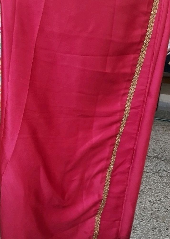 Hot Pink Satin Saree