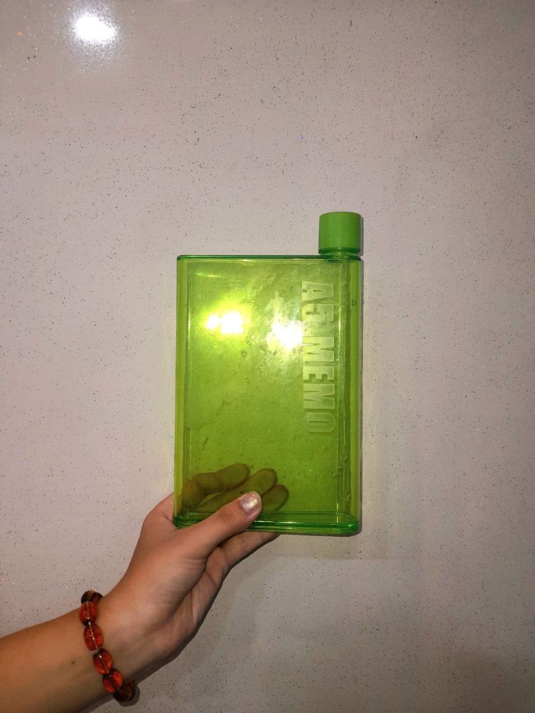 A5 memo green coloured water bottle