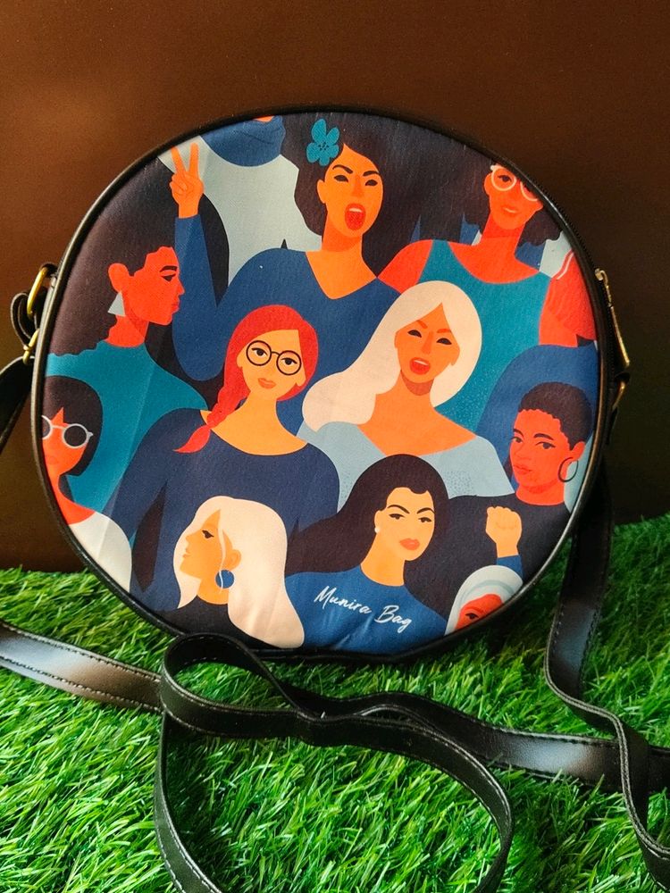 Round Sling Bag Digital Print