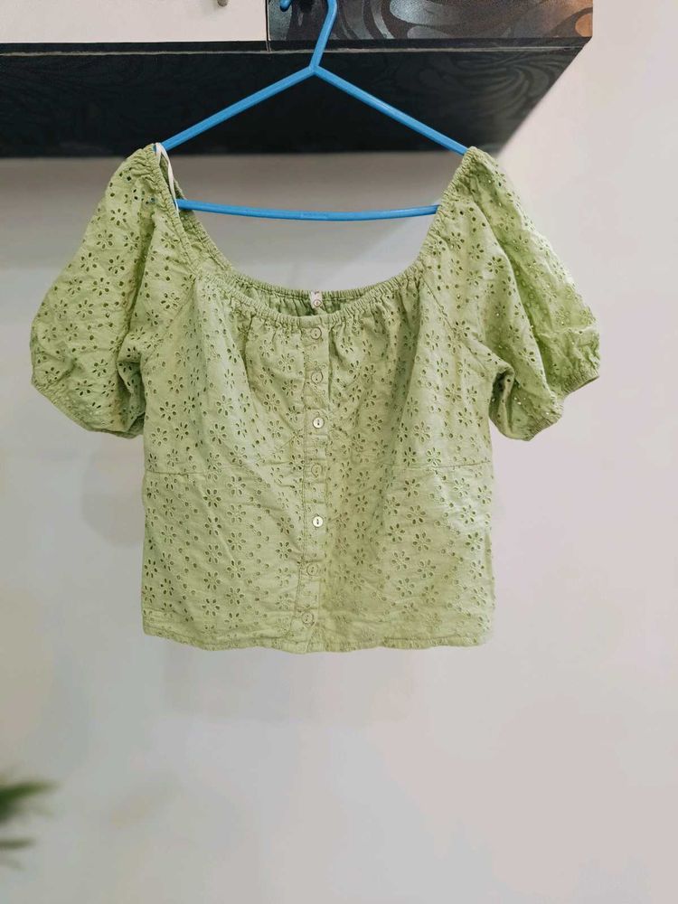 A Green Colour Crop Top