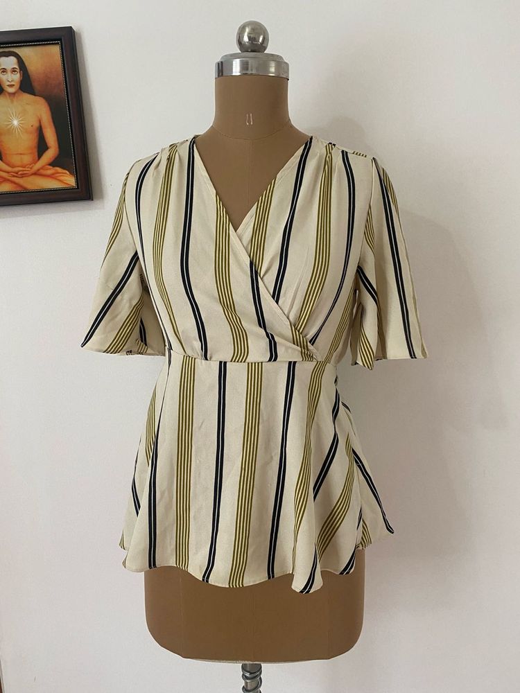 WARDROBE Striped Peplum Top