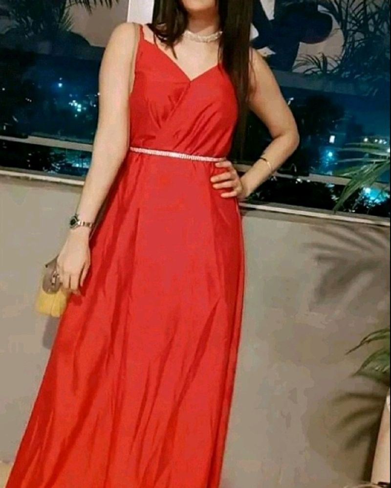 Hot Red Slit Dress For Women