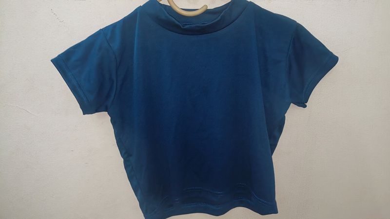 Blue Casual Wear Crop Top