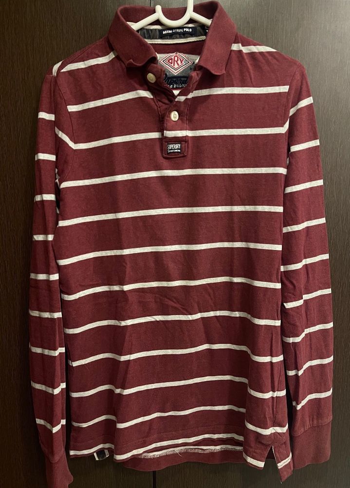 Superdry Stripe Polo Full Sleeve Tee