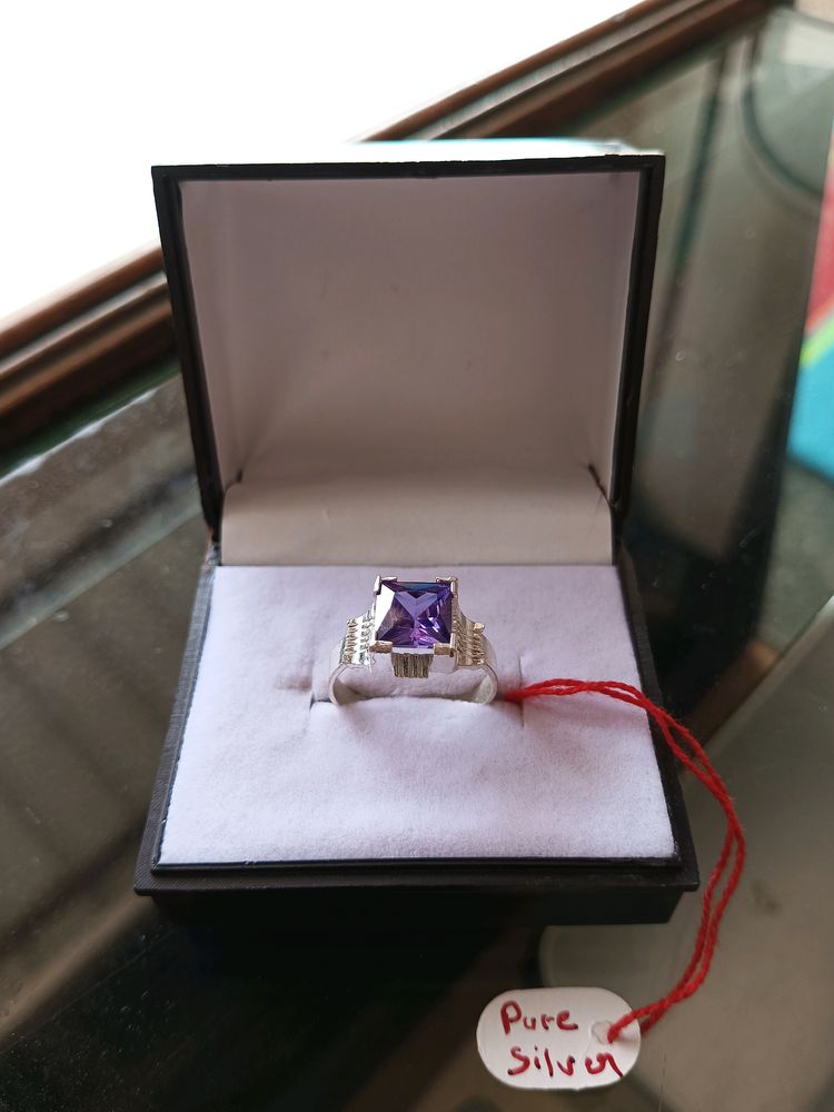 Purple💜 Daimond Ring💍Pure Silver✔