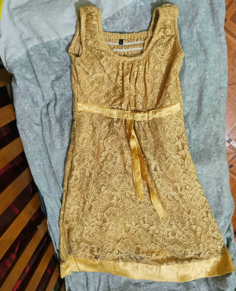 Satin Golden Dress👗