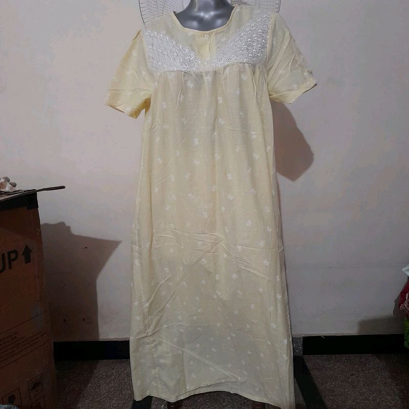 Full Length Nightie, Lace Front Pattern, Size 42