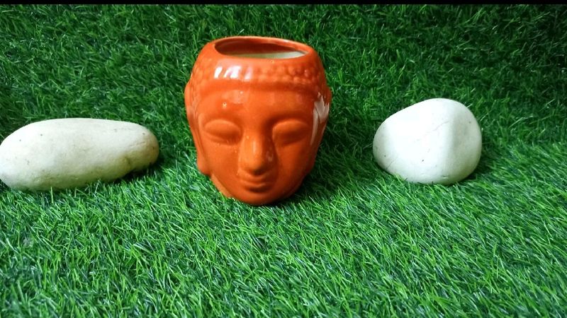 Bhudha Ceramic Orange Pot