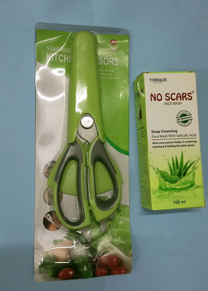 100% New Kitchen Scissors ✂️+ Face Wash