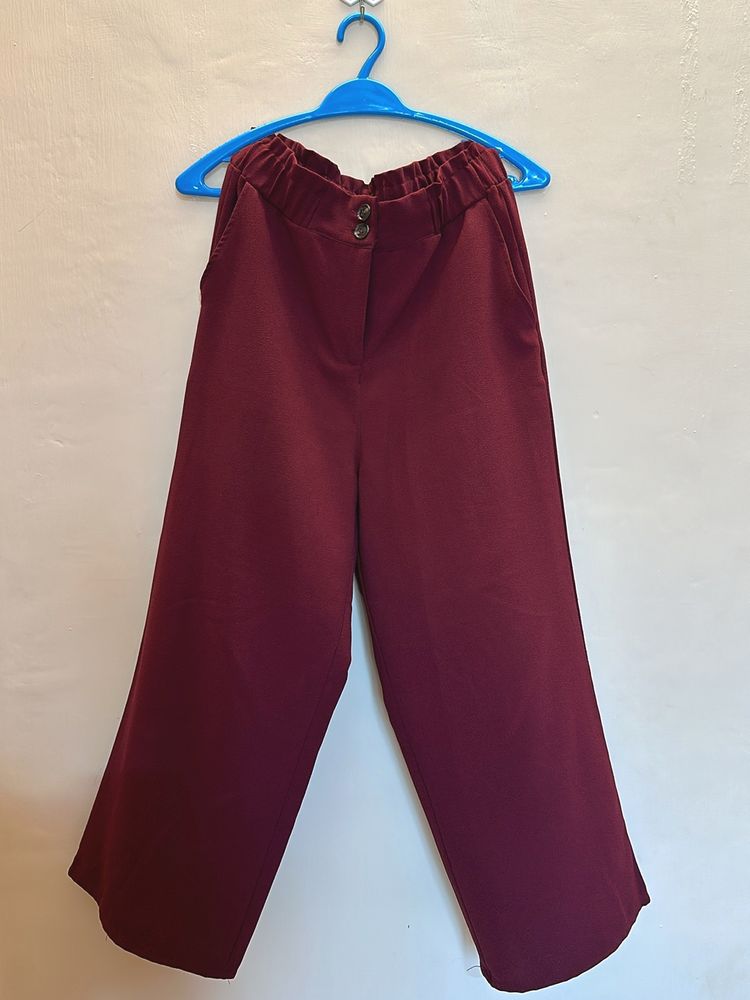 Maroon Loose Fit Pants