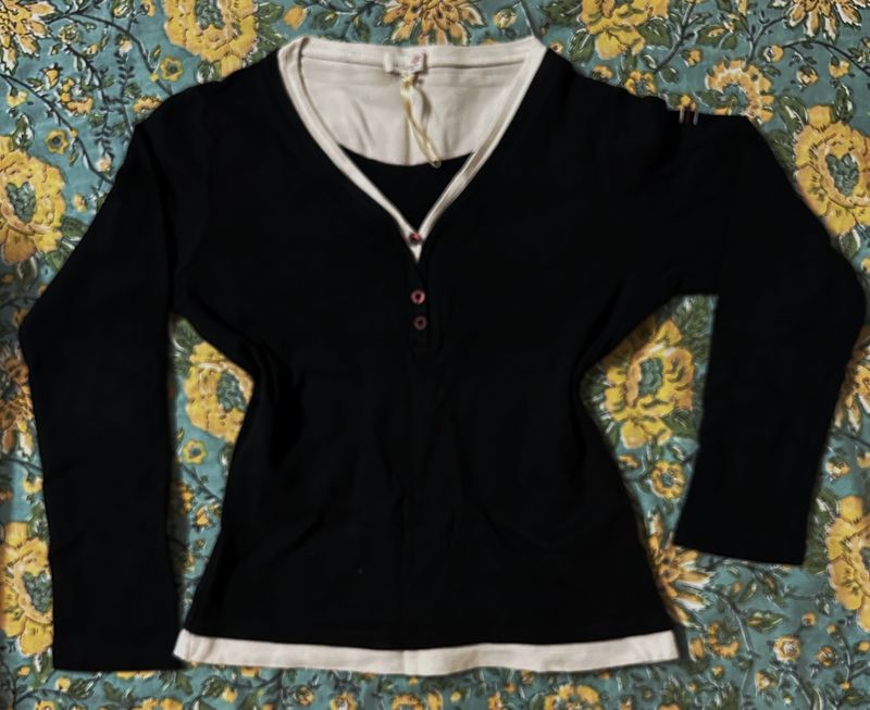 Black Colour Sweatshirt Type Top