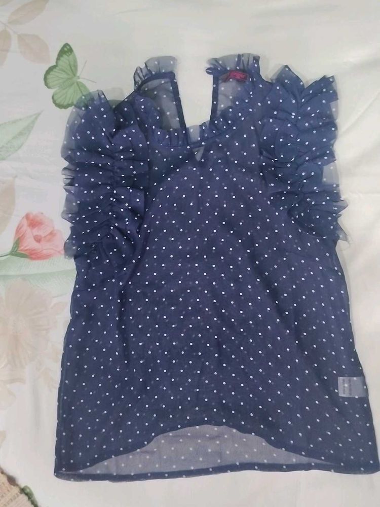 Navy Blue Polka Dot T Shirt