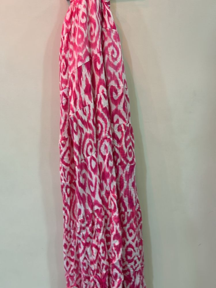 Pink and white colour long skirt