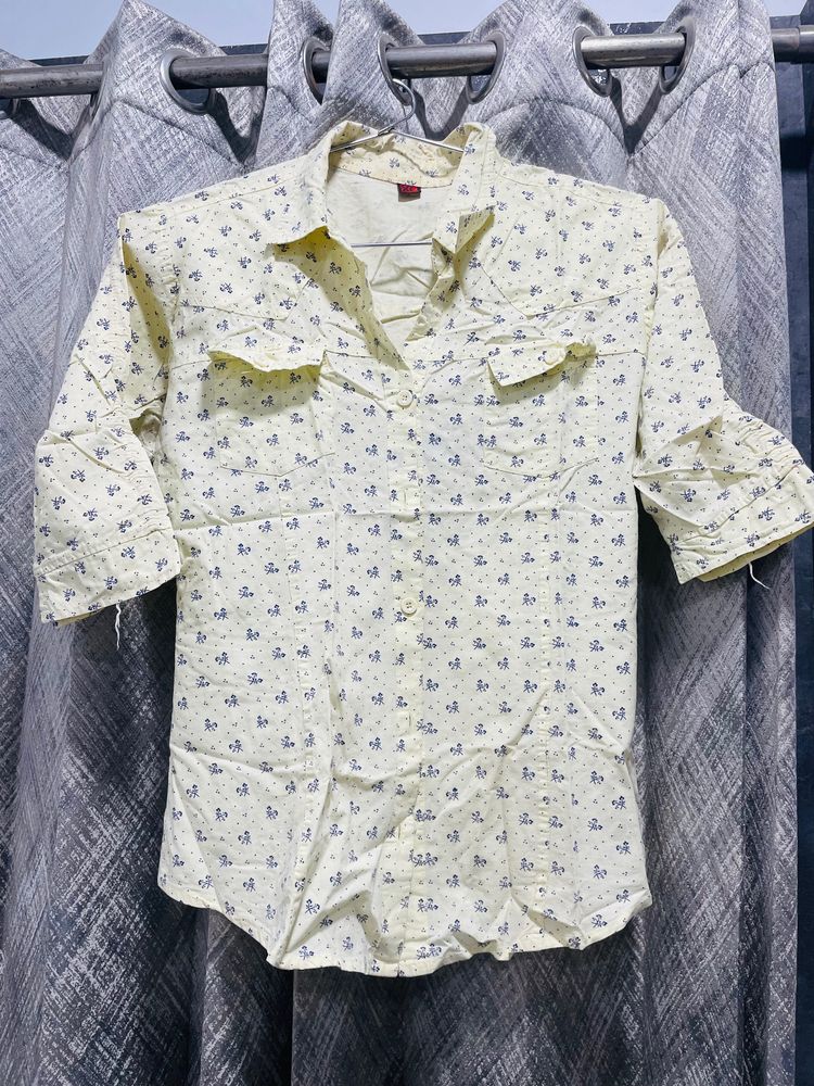 Yellow Printed Shirt For Women