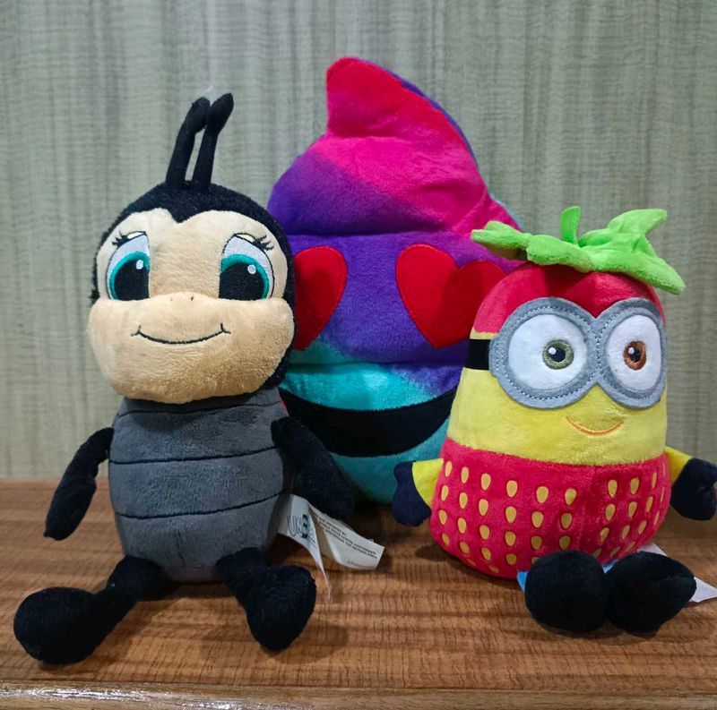 Combo Of 3 Branded Plushies And Soft Toys