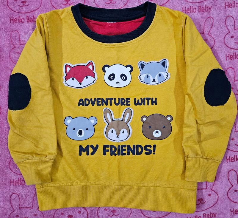 Yellow Cute Animal Head Sweatshirt 2-3 Yrs