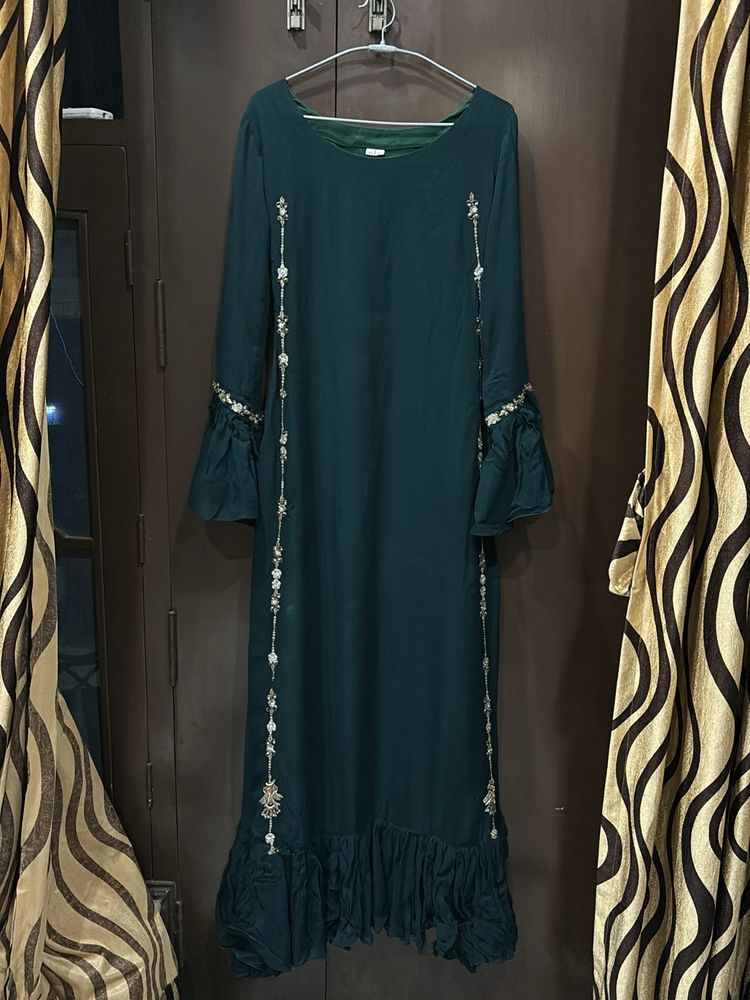 dark green long dress