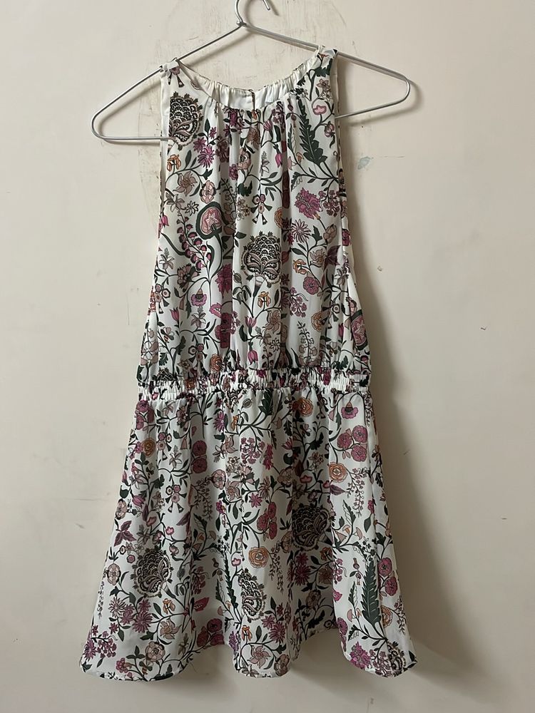 Floral Dress With Elastic Waist