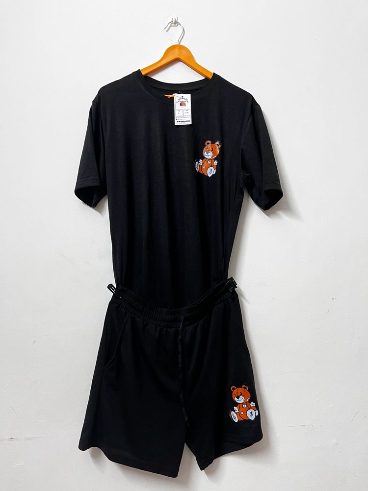 Black Co-Ord Tshirt & Shorts