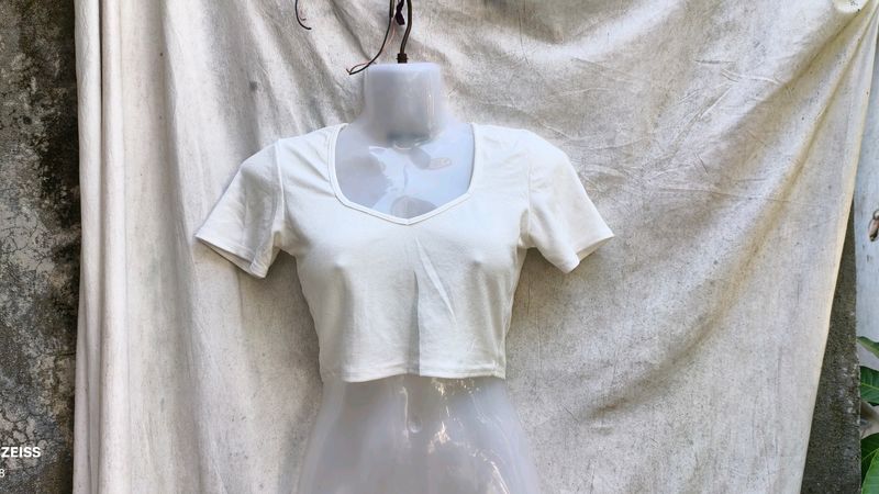 PRETTYLITTLETHINGS SEXY OFF WHITE CROP TOP