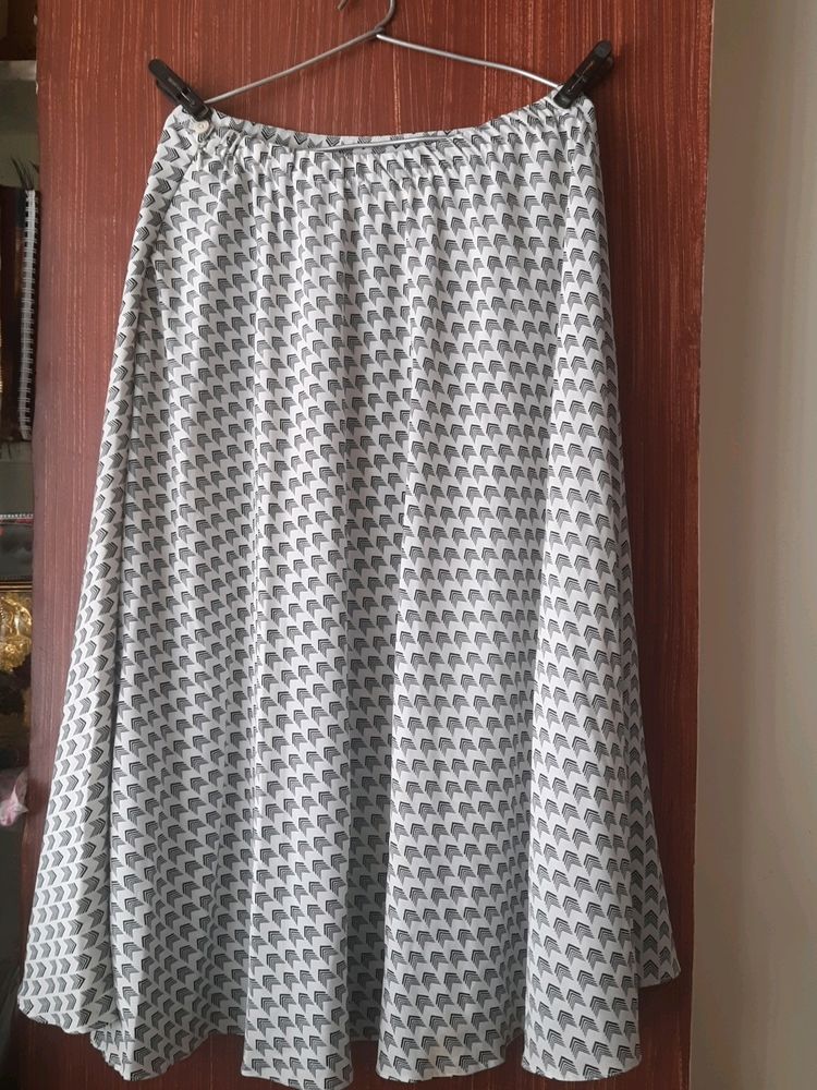 Black and White A Line Midi Skirt