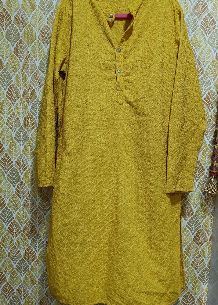 Mens Ethnic Haldi Wear Mustard Yellow Kurta