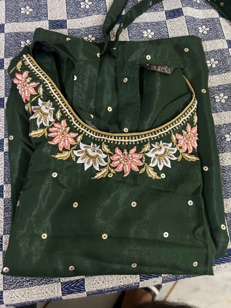 Aurelia Green Kurta Set With Palazzo And Dupatta