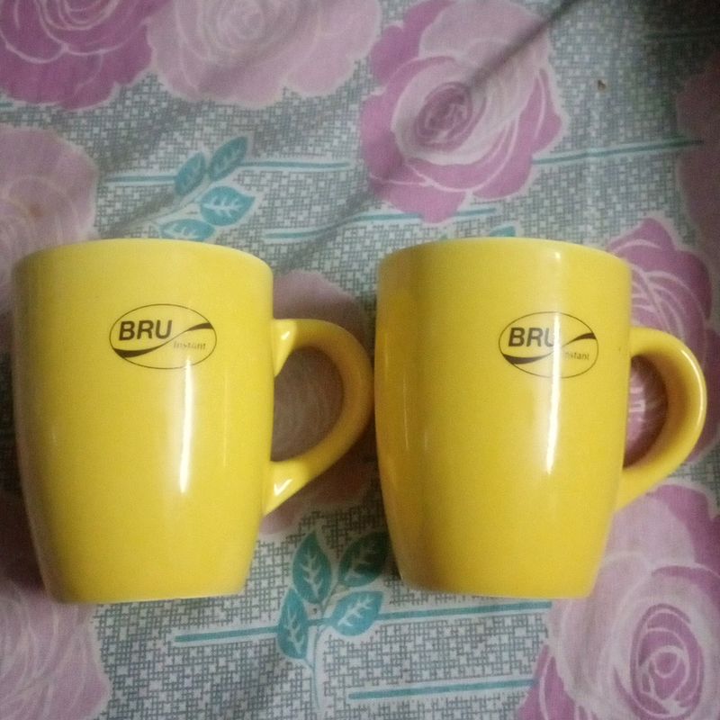 2 Unused Yellow Bru Mugs